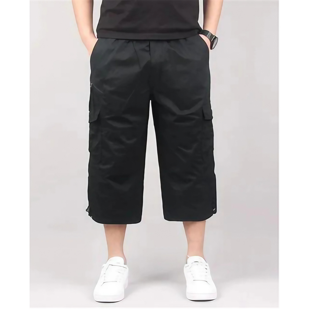 Short cargo homme coupe longue à poches, six coloris, du M au 4XL, noir