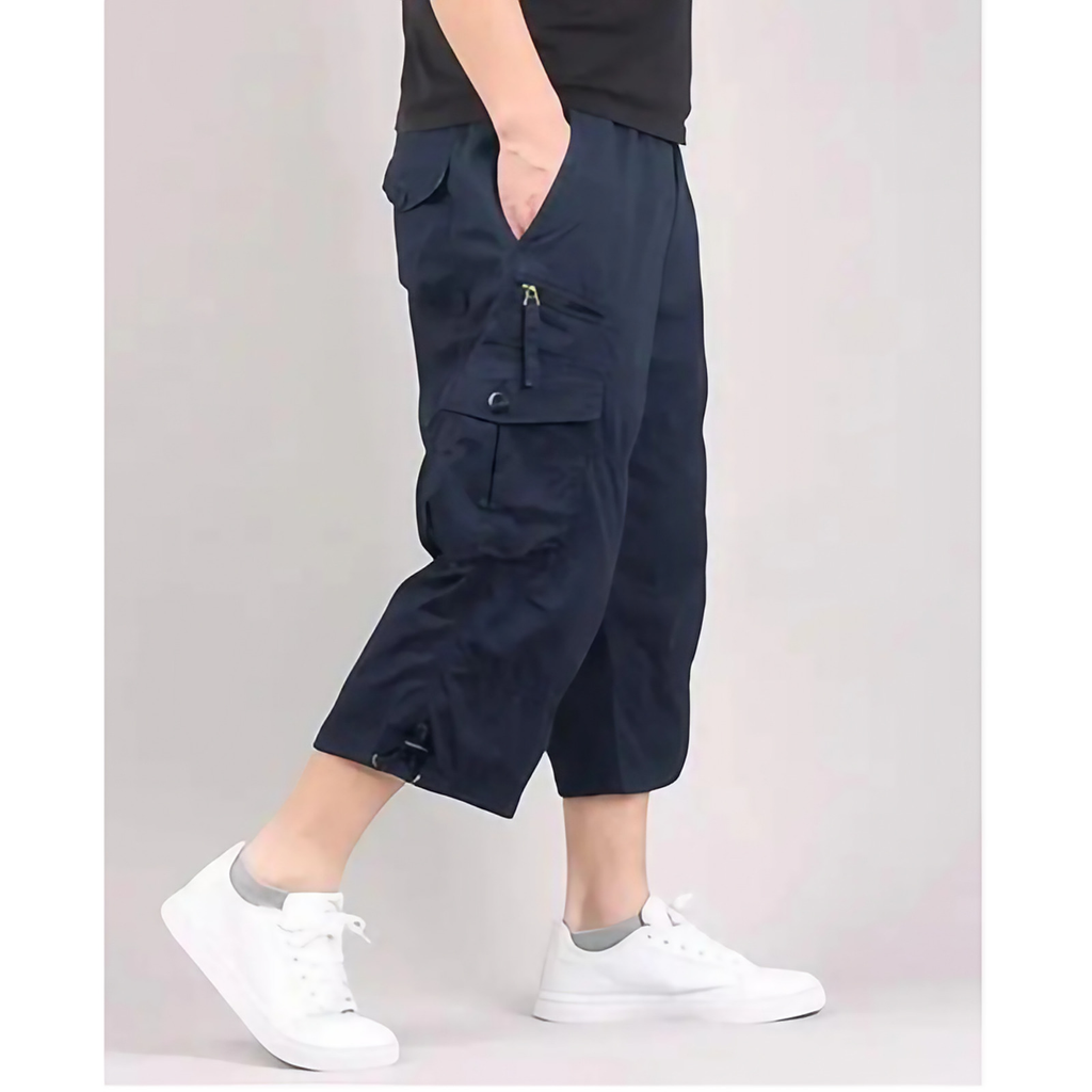 Short cargo homme coupe longue à poches, six coloris, du M au 4XL, bleu marine