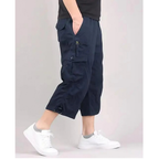 Short cargo homme coupe longue à poches, six coloris, du M au 4XL, bleu marine