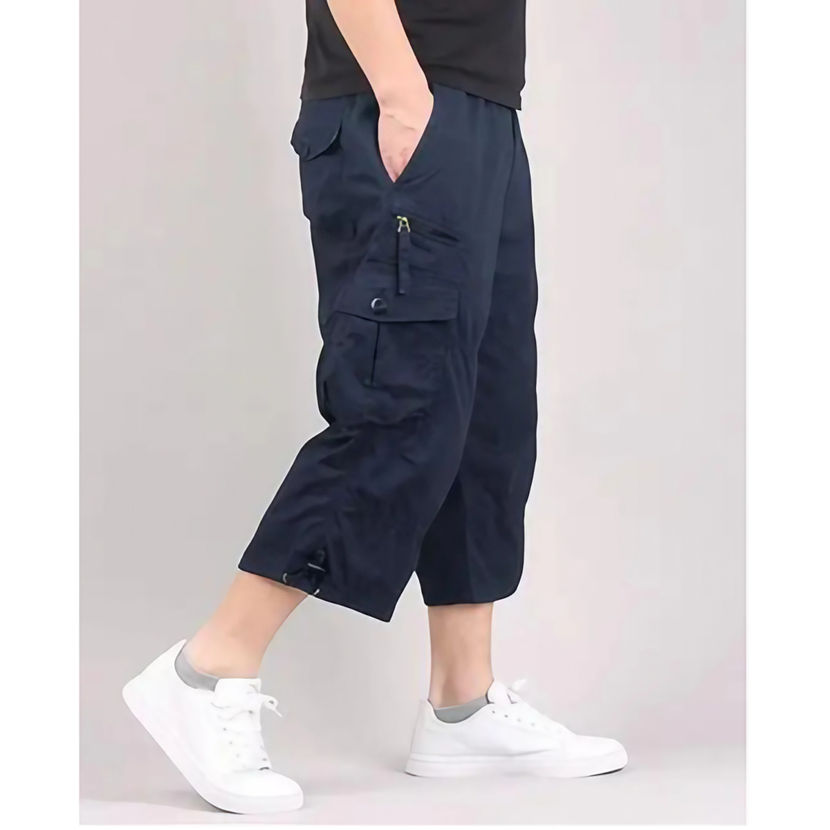 Short cargo homme coupe longue à poches, six coloris, du M au 4XL, bleu marine