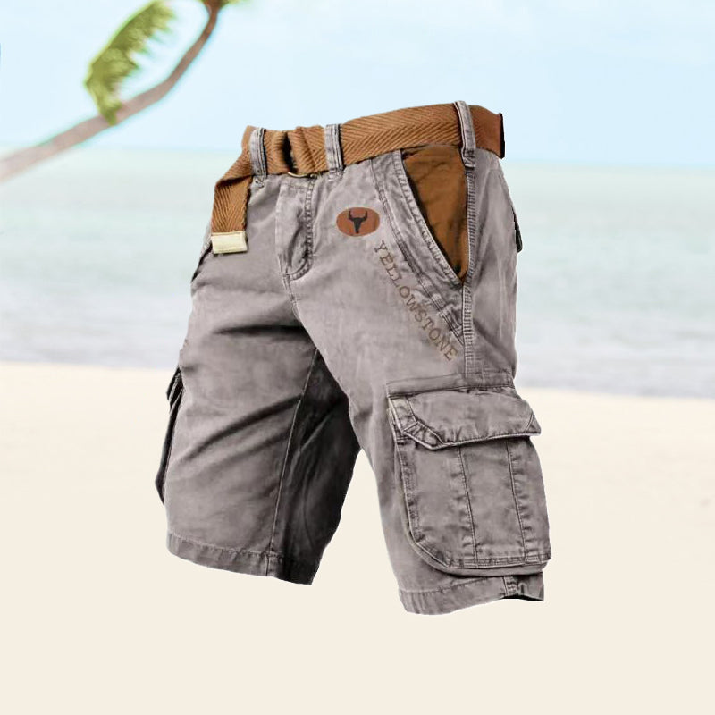 Short cargo homme multipoches à ceinture, du S au 5XL