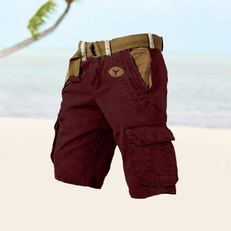 Short cargo homme multipoches à ceinture, du S au 5XL, rouge