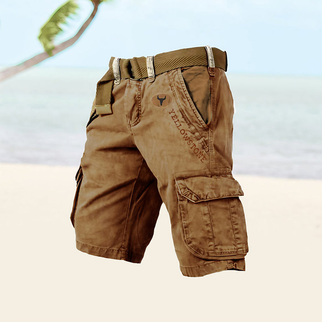 Short cargo homme multipoches à ceinture, du S au 5XL, marron