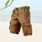 Short cargo homme multipoches à ceinture, du S au 5XL, marron