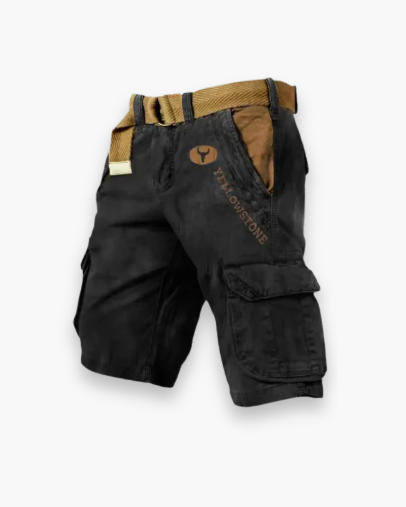 Short cargo homme multipoches, coupe droite, du S au 5XL, noir