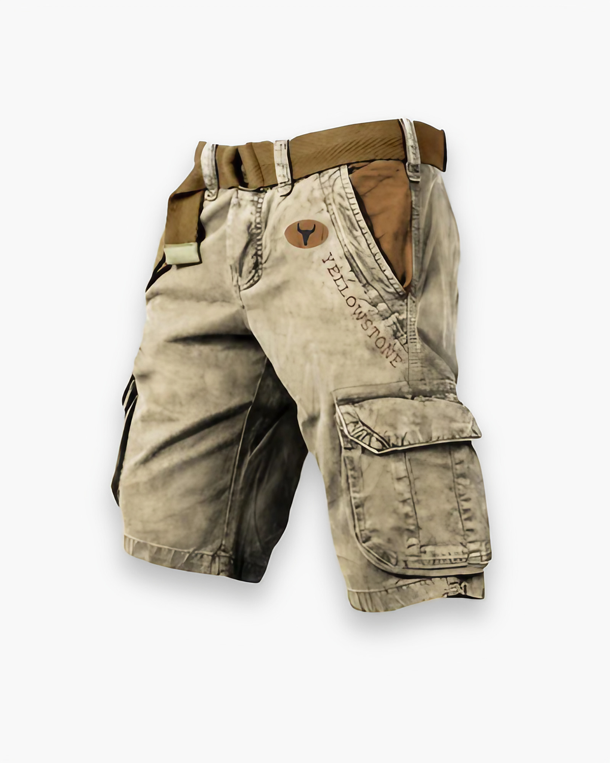 Short cargo homme multipoches, coupe droite, du S au 5XL, beige