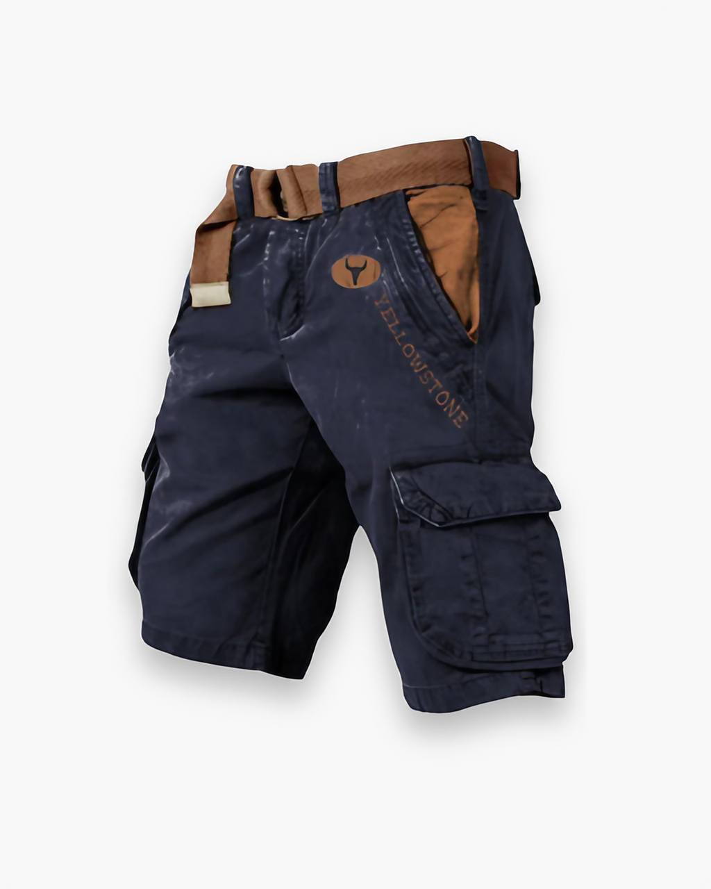 Short cargo homme multipoches, coupe droite, du S au 5XL, bleu marine