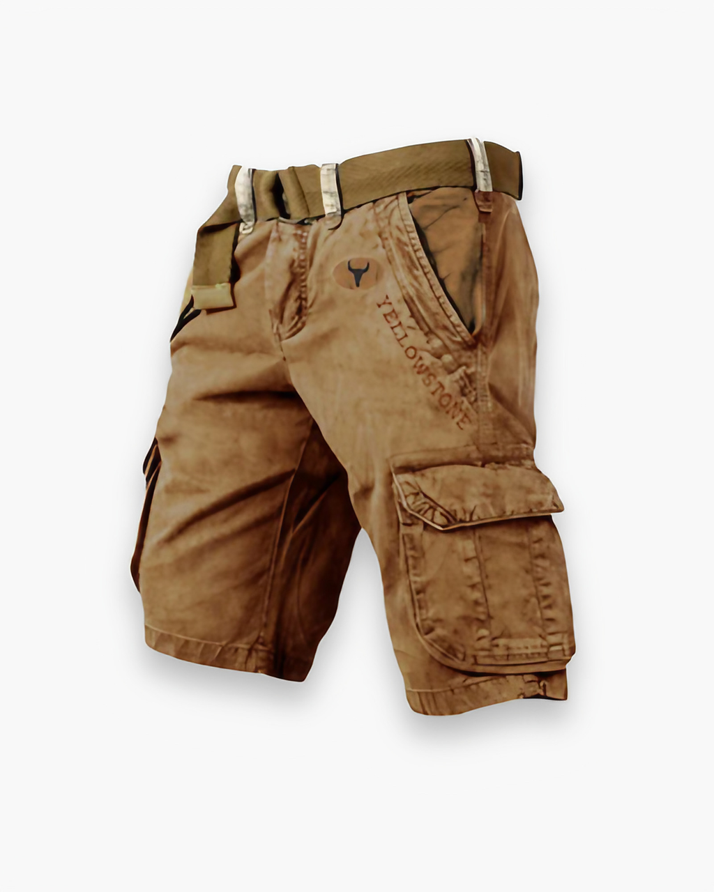 Short cargo homme multipoches, coupe droite, du S au 5XL, kaki