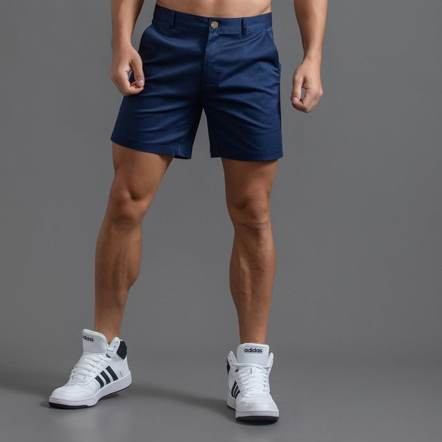 Short chino homme mi-long, au-dessus du genou, six coloris, bleu marine