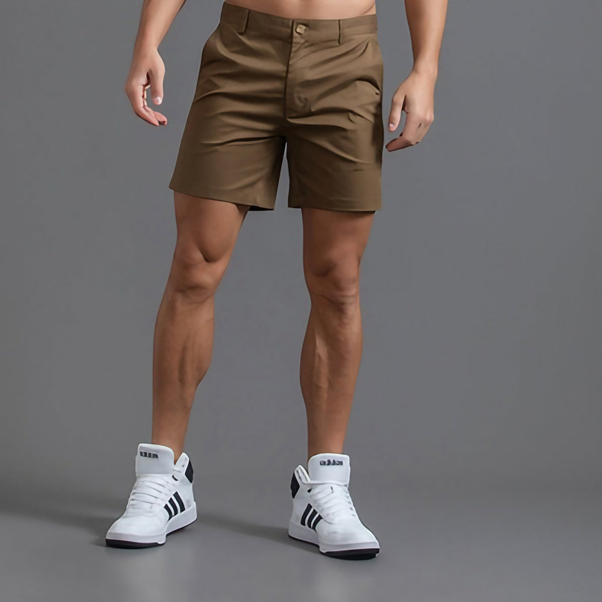 Short chino homme mi-long, au-dessus du genou, six coloris, marron