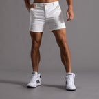 Short chino homme mi-long, au-dessus du genou, six coloris, blanc