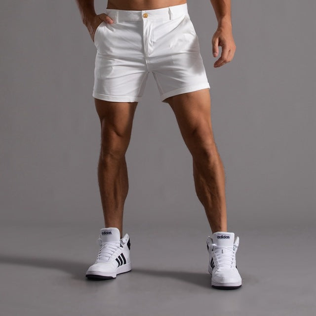 Short chino homme mi-long, au-dessus du genou, six coloris, blanc