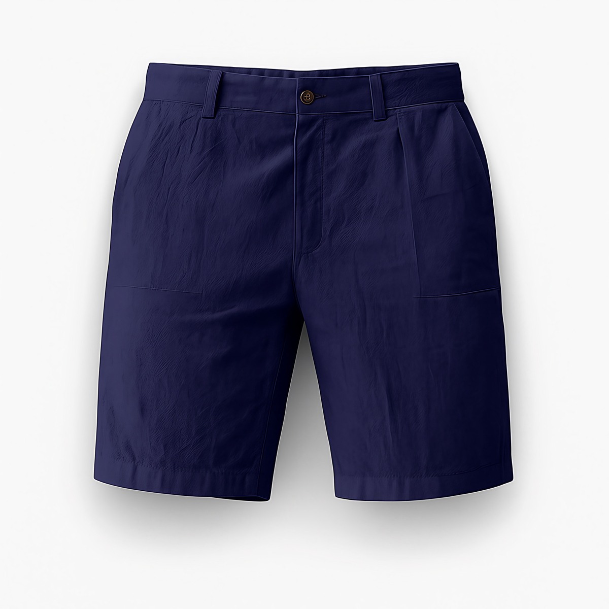 Short en lin homme, taille élastique à cordon, poches, bleu foncé