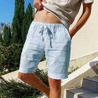 Short d'été homme à taille élastique et cordon, six coloris, bleu clair