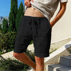 Short d'été homme à taille élastique et cordon, six coloris, noir
