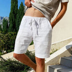 Short d'été homme à taille élastique et cordon, six coloris, blanc