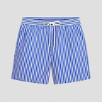 Short de bain homme à rayures, taille à cordon, poches