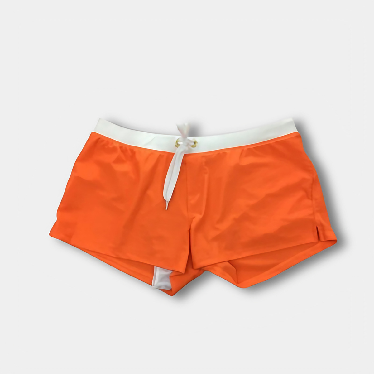 Short de bain homme ajusté, ceinture contrastée, dix coloris, orange