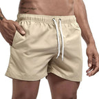 Short de bain homme doublé, cordon et poches, quatorze coloris, café