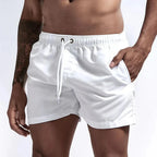 Short de bain homme doublé, cordon et poches, quatorze coloris, blanc