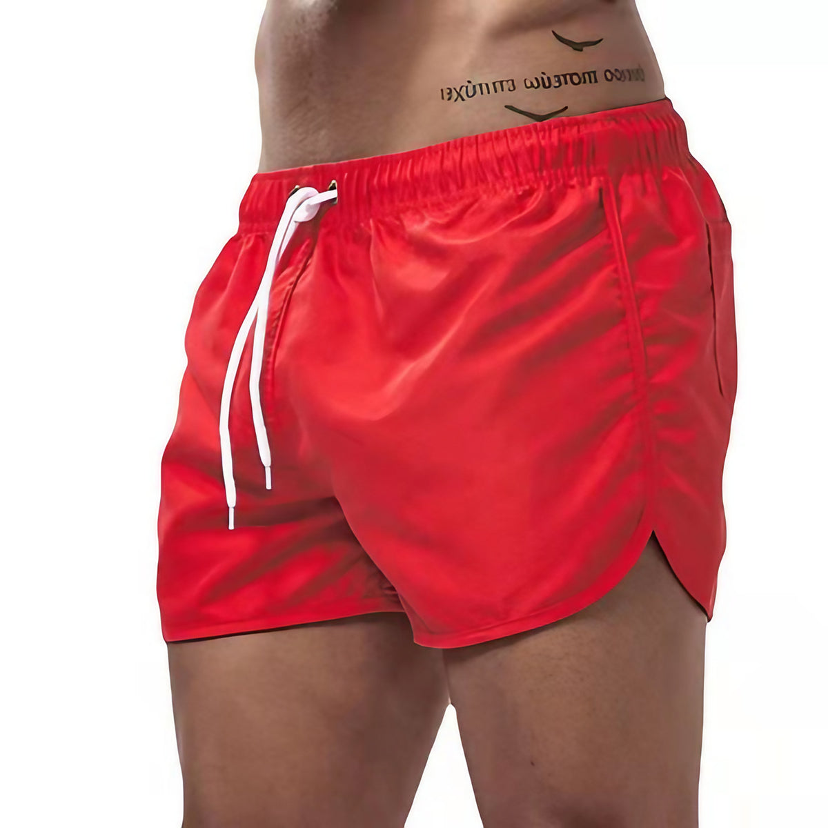 Short de bain homme en tissu extensible, neuf coloris, S au 3XL, rouge