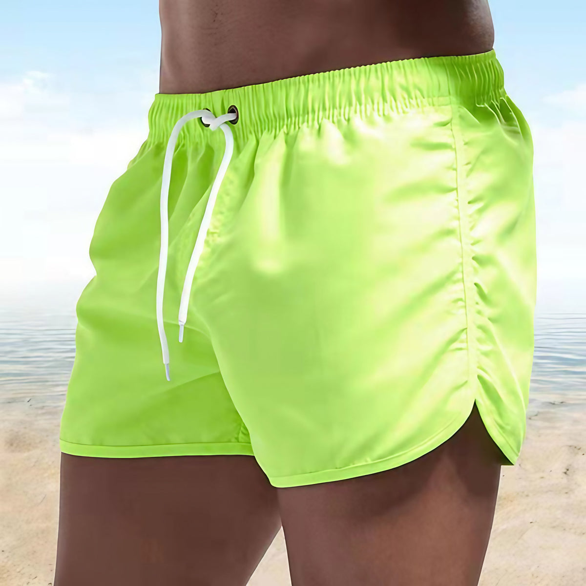 Short de bain homme en tissu extensible, neuf coloris, S au 3XL, vert