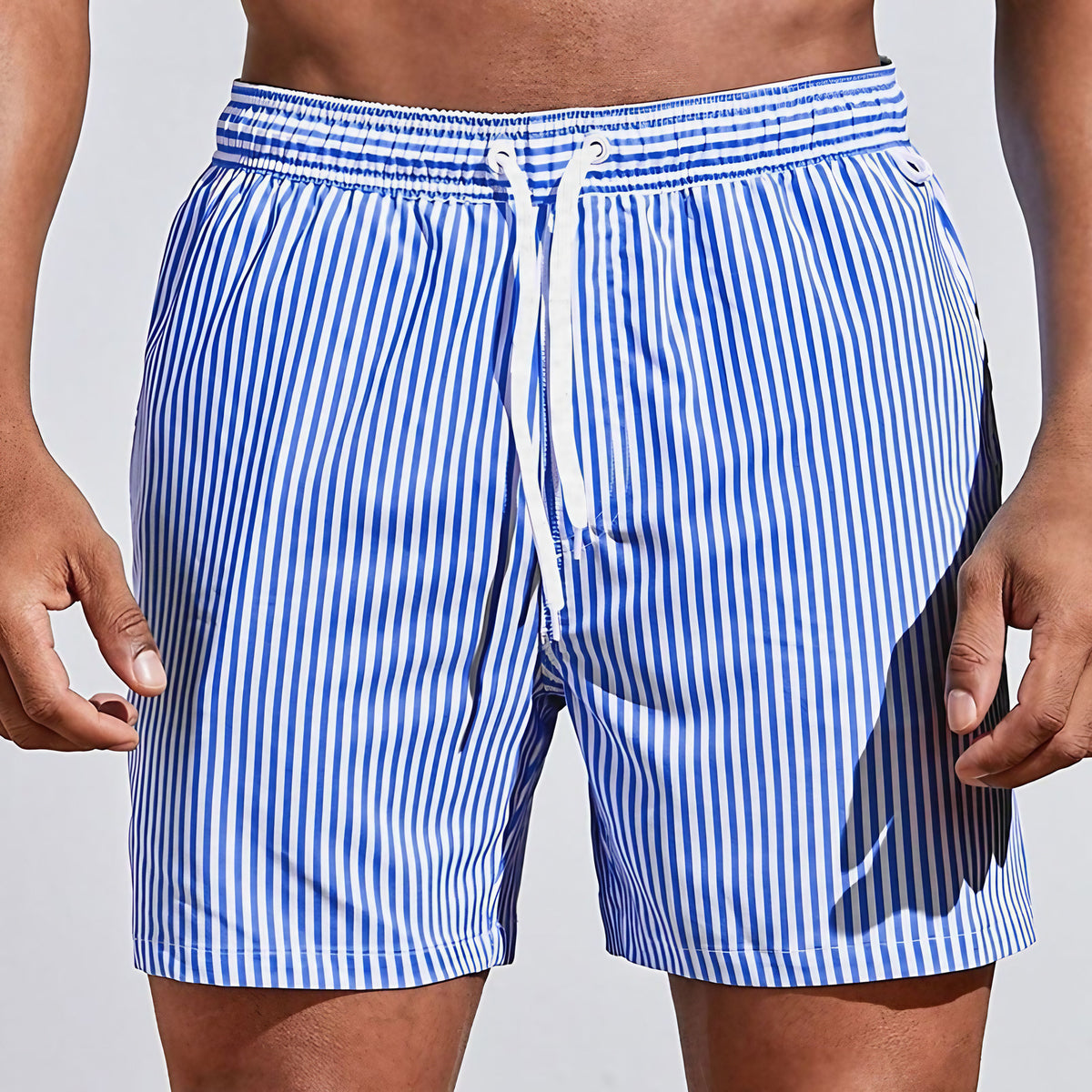 Short de bain homme à taille élastique et filet, du S au 5XL, bleu