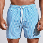 Short de bain homme à taille élastique et filet, du S au 5XL, bleu clair