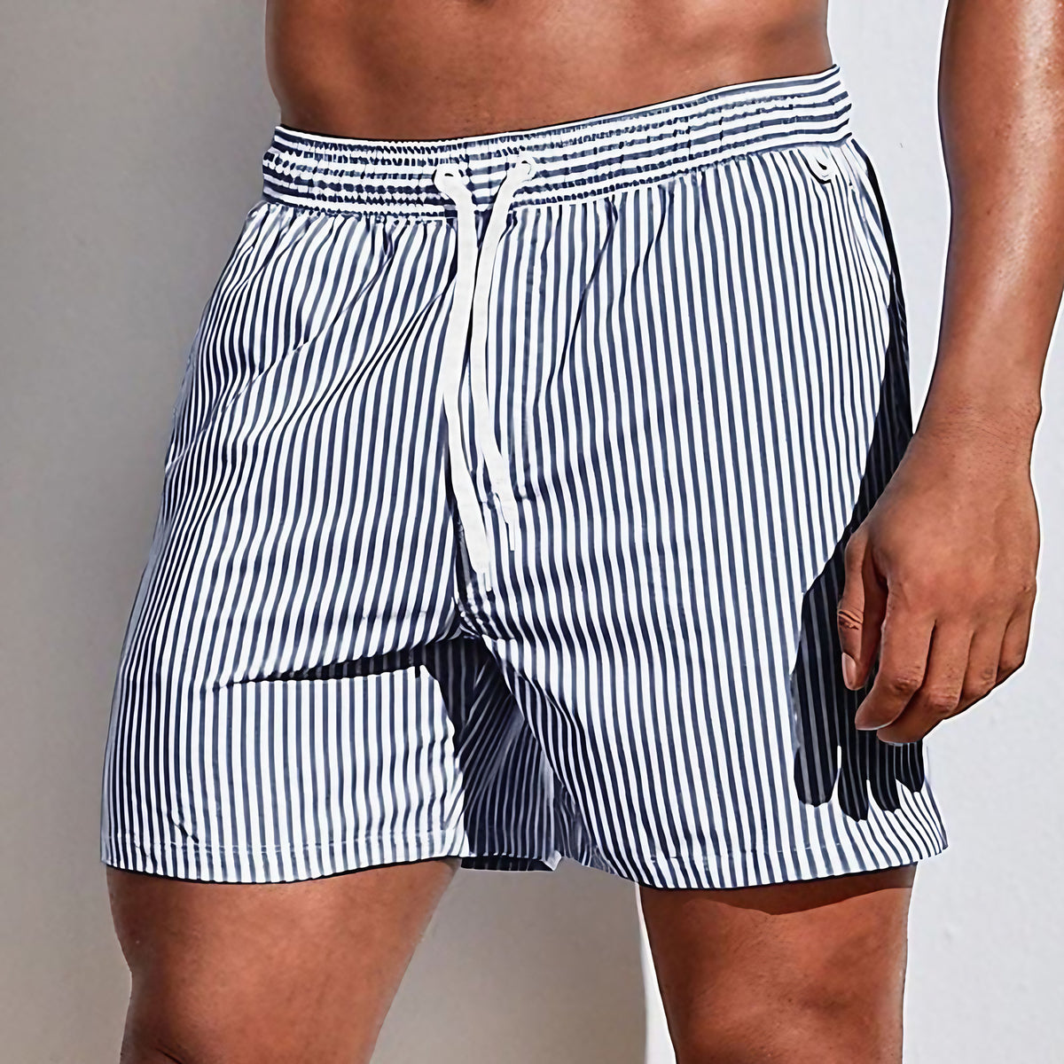 Short de bain homme à taille élastique et filet, du S au 5XL, gris bleu