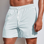 Short de bain homme rayé à séchage rapide, taille élastique