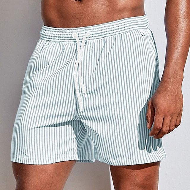 Short de bain homme rayé à séchage rapide, taille élastique