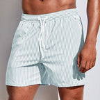 Short de bain homme rayé à séchage rapide, taille élastique