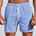 Short de bain homme rayé à séchage rapide, taille élastique, bleu