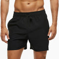 Short de sport homme à séchage rapide, taille à cordon, noir
