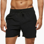 Short de sport homme à séchage rapide, taille à cordon, noir
