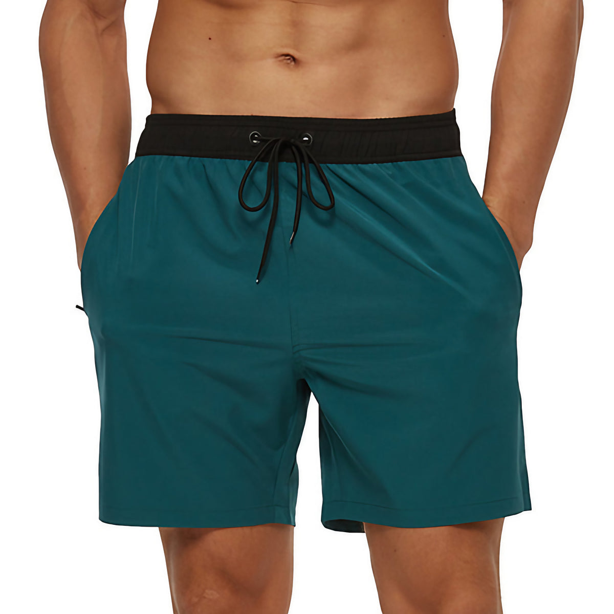 Short de sport homme à séchage rapide, taille à cordon, vert