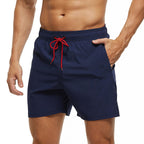 Short de sport homme à séchage rapide, taille à cordon, bleu marine