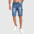 Short en jean homme bleu, coupe ajustée, du S au 3XL, bleu denim