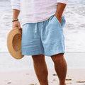 Short en lin homme coupe ample, sept coloris, du S au 5XL, gris clair