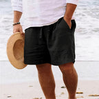 Short en lin homme coupe ample, sept coloris, du S au 5XL, noir