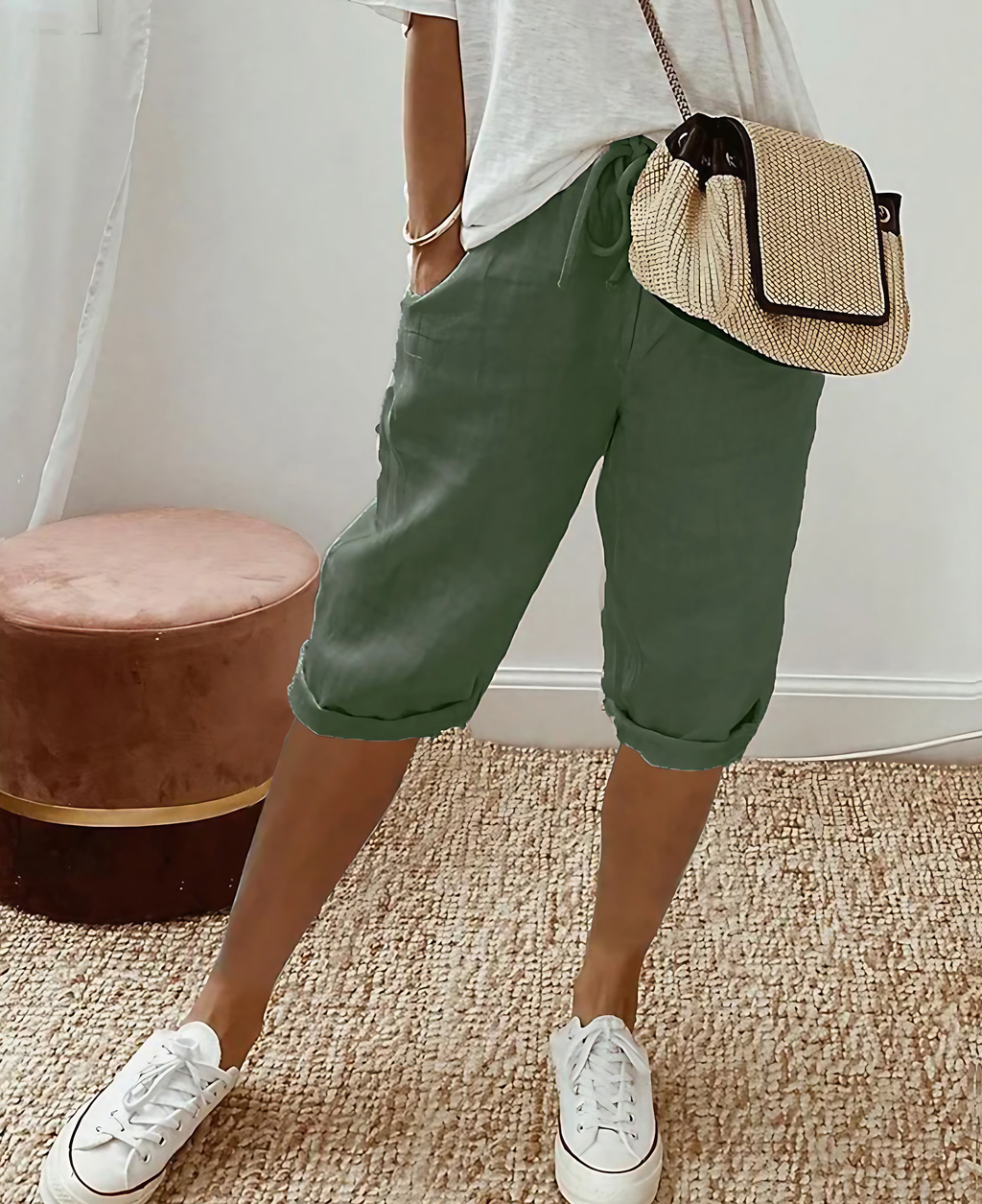 Short long femme d'été, cinq coloris, du S au 3XL, vert