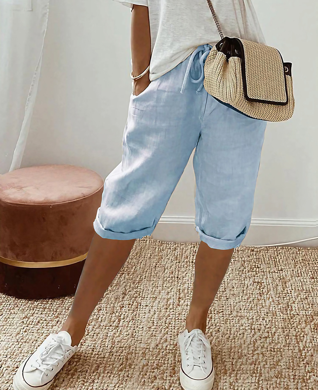 Short long femme d'été, cinq coloris, du S au 3XL, bleu