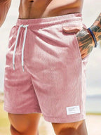 Short en velours côtelé homme, coupe ample, neuf coloris, rose