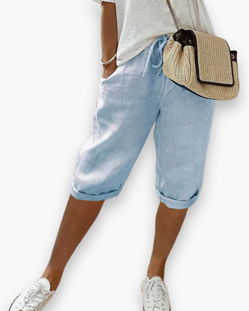 Short femme ample et léger à poches, cinq coloris, du S au 2XL, bleu