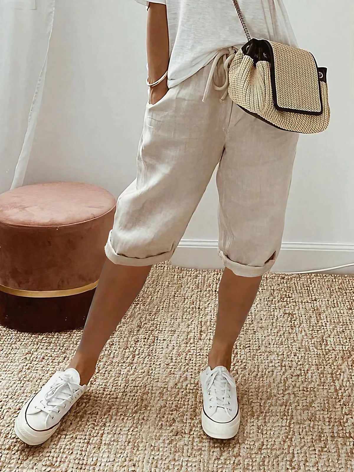 Short femme pour l'été, cinq coloris, du S au 2XL, beige