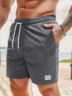 Short en velours côtelé homme, coupe ample, du XS au 4XL, gris
