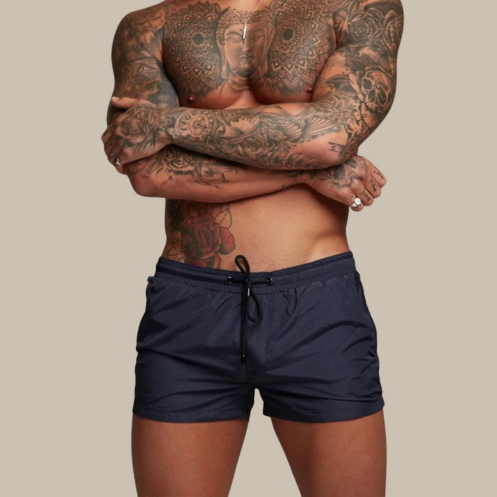 Short homme stretch à séchage rapide, taille à cordon, huit coloris, bleu marine