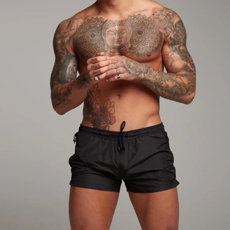 Short homme stretch à séchage rapide, taille à cordon, huit coloris, noir
