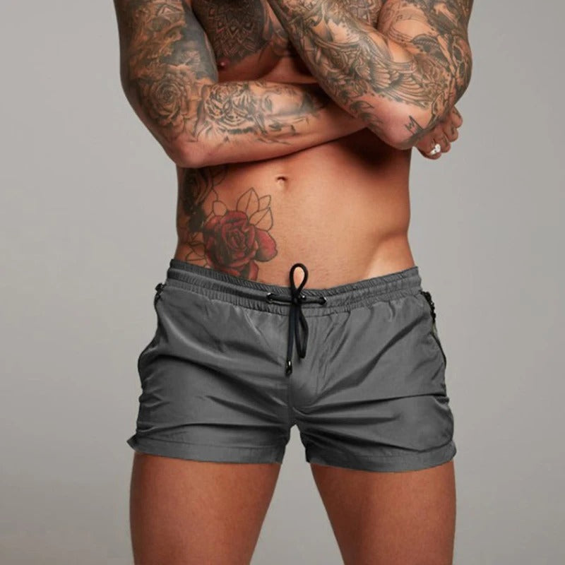 Short homme stretch à séchage rapide, taille à cordon, huit coloris, gris