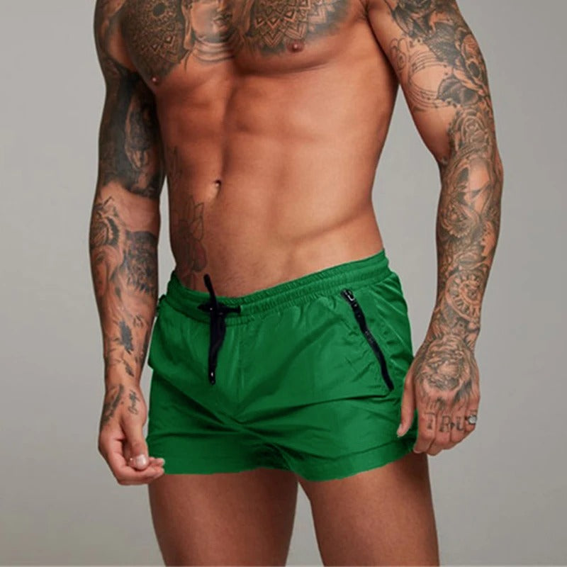 Short homme stretch à séchage rapide, taille à cordon, huit coloris, vert